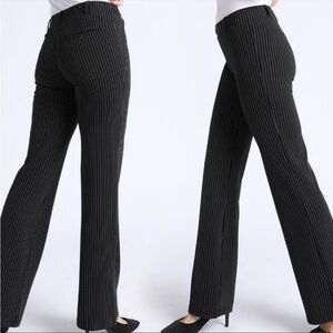 Betabrand black pinstripe straight leg comfortable career pants large petite